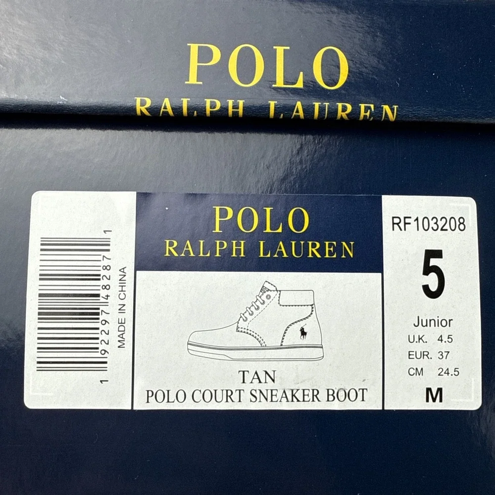 Polo‎ Ralph Lauren Polo Court Sneaker Boot (Big Kid) Size 5 Boys